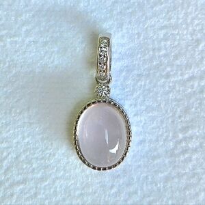 Rose Quartz Pendant with Cubic Zirconia Accents - NWOT